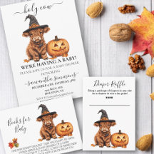 Baby Shower Halloween Highland Cow Witch