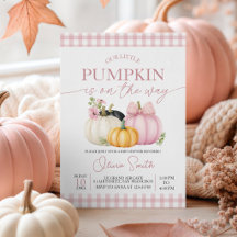 Pink Gingham Floral Pumpkin Baby Shower Collection