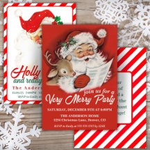 Vintage Retro Holiday Party Invitations