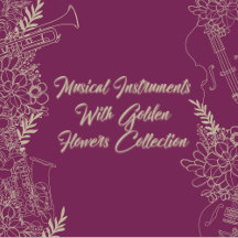 Musical Instruments With Golden Flowers