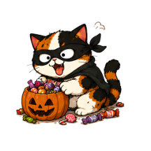 Cute Candy Thief Calico Cat