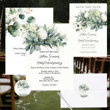 Soft Floral Greenery Gold Accent Wedding Collectio