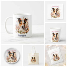 Easter - Fox Terrier - Eggs and Flowers