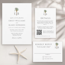 Palm Logo Simple Classic Monogram Wedding Suite