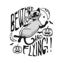 Whimsical Halloween Soar: Siamese Cat in Flight
