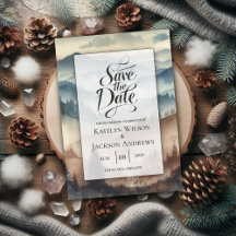 Dusty Blue and Mocha Brown Mountains Wedding Suite