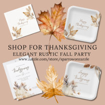 Elegant Rustic Thanksgiving Floral Party Suite