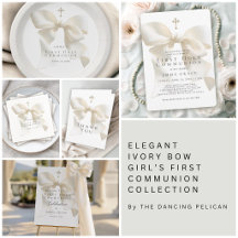 Elegant Ivory Bow Girl's First Holy Communion
