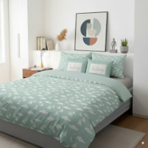Mint Sailboat and Clouds Duvet Cover & Pillowcases