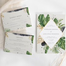 Green & Gold Watercolor Tropical Wedding 