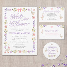 Wildflowers Geese Whimsical Watercolor Baby Shower