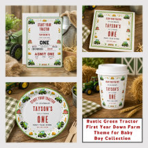 Green Tractor Farm Boy First Birthday Collection