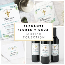 ELEGANT BLUE FLOWERS GOLD CROSS SPANISH LANGUAGE