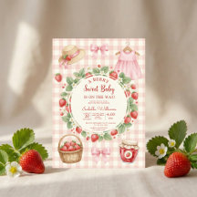 Strawberry bow baby shower First Berry Sweet