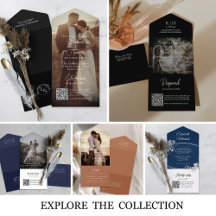 Modern All-In-One QR Code RSVP Wedding Invitations