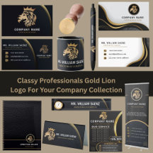 Classy Elegant Black &Gold Lion Logo