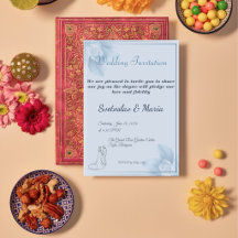 Blue Watercolor Floral Wedding Suite