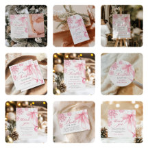 Winter Pink Bow Snowflakes Baby Shower