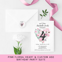 Blush Pink & Mint Floral Girl's Birthday Party