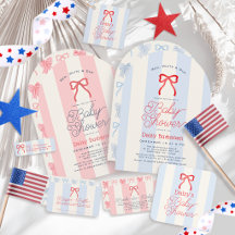 Red White & Due Red Bow & Stripes Baby Shower