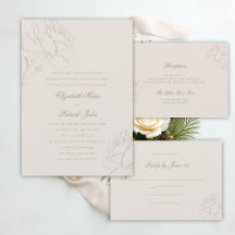 Formal Classic Roses Wedding Faux Embossed Ecru