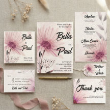 Dusty Pink Watercolor Wildflower Wedding