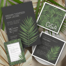 Starry Sky Tropical Palm Modern Beach Wedding