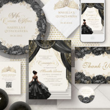 Black Quinceanera Floral Tiara Butterflies