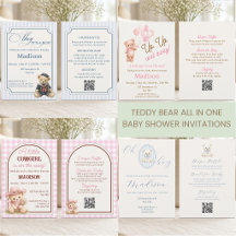 Teddy Bear All in One Baby Shower Invitations
