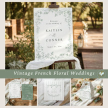 Vintage French Toile Sage Green Wedding