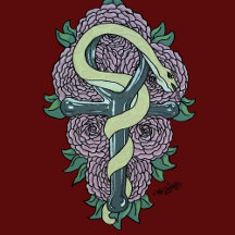 Snake wrapped around ankh tattoo art by Katy 