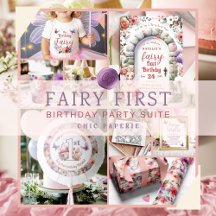 Baby Girl Fairy First Birthday Party Suite