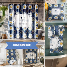 Navy Daisy Gingham Monogram Decor