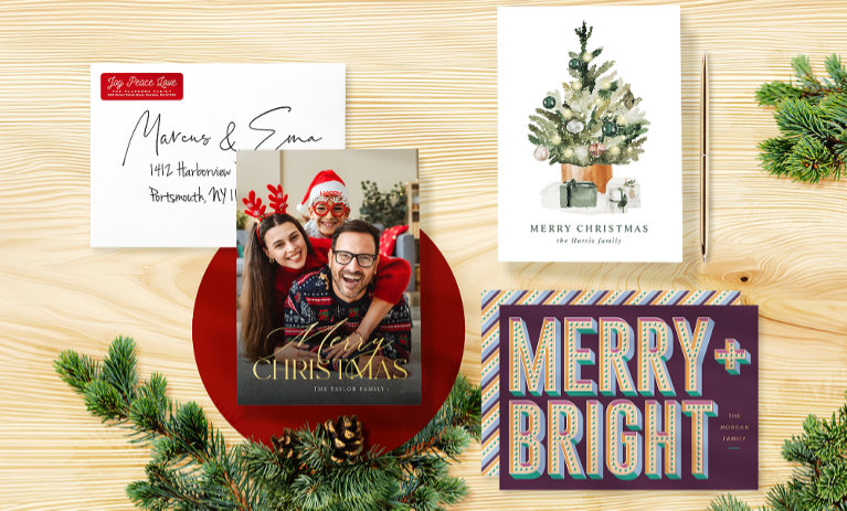 An array of personalised christmas cards