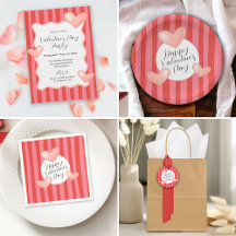 Whimsical Colorful Stripes Hearts Valentine's Day