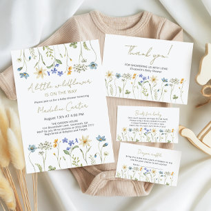 A Little Wildflower Floral Neutral Baby Shower Invitation