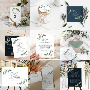 Wedding greenery Eucalyptus botanical modern Invit Invitation