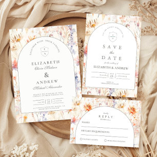 Modern Botanical Floral Wedding Thank You Card