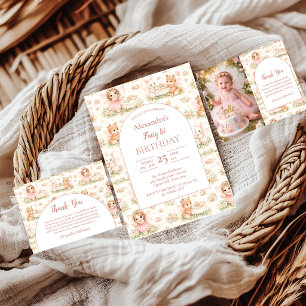 Pink Whimsical Fairy Birthday Invitation