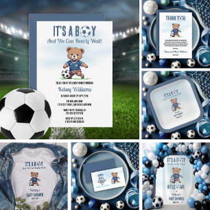It's A Boy Bearly Wait Soccer Player Baby Shower Tapestry