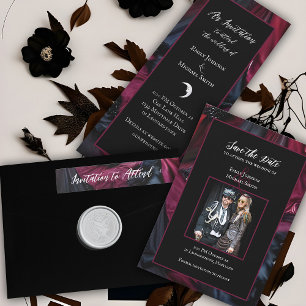 Gothic Wedding Save the Date Halloween Black Red Invitation