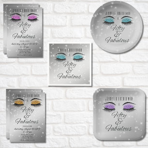Fabulous 50 Black Aqua Glam Eyes Paper Napkins