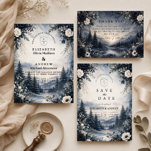 Moody Winter Wedding Elegance Invitation