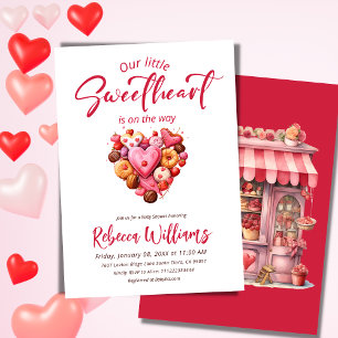 A Little Sweetheart Red Sweet Heart Baby Shower  Napkin