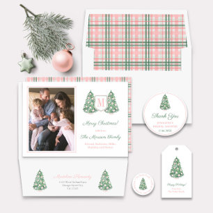 Elegant Christmas Tree Pink Baubles Return Address