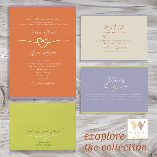 Bright Orange Green Wedding QR Code Invitation