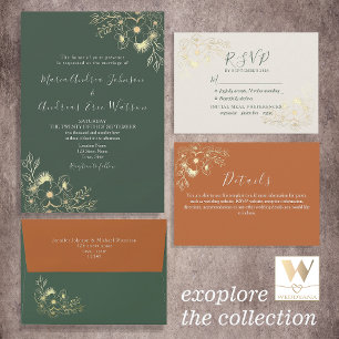 Orange and Green Wedding QR Code  All In One Invitation