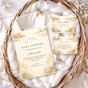 Rustic Farm Meadow Baby Shower Invitation