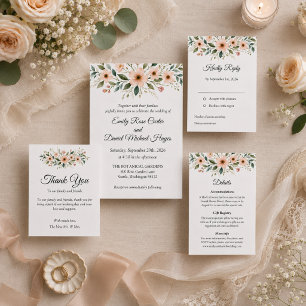 Elegant Anemone Wildflower Botanical Wedding  RSVP Card