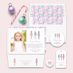 Pastel Nutcracker Ballet Christmas Return Address Classic Round Sticker